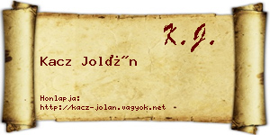 Kacz Jolán névjegykártya