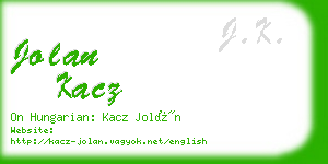 jolan kacz business card